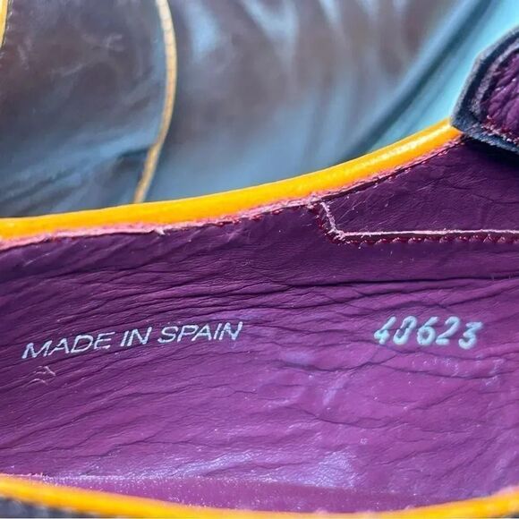 Mezlan Burgundy Orange Leather Lace Up Luxury Oxford Derby Dress Shoe Men Size 8 - Picture 10 of 11